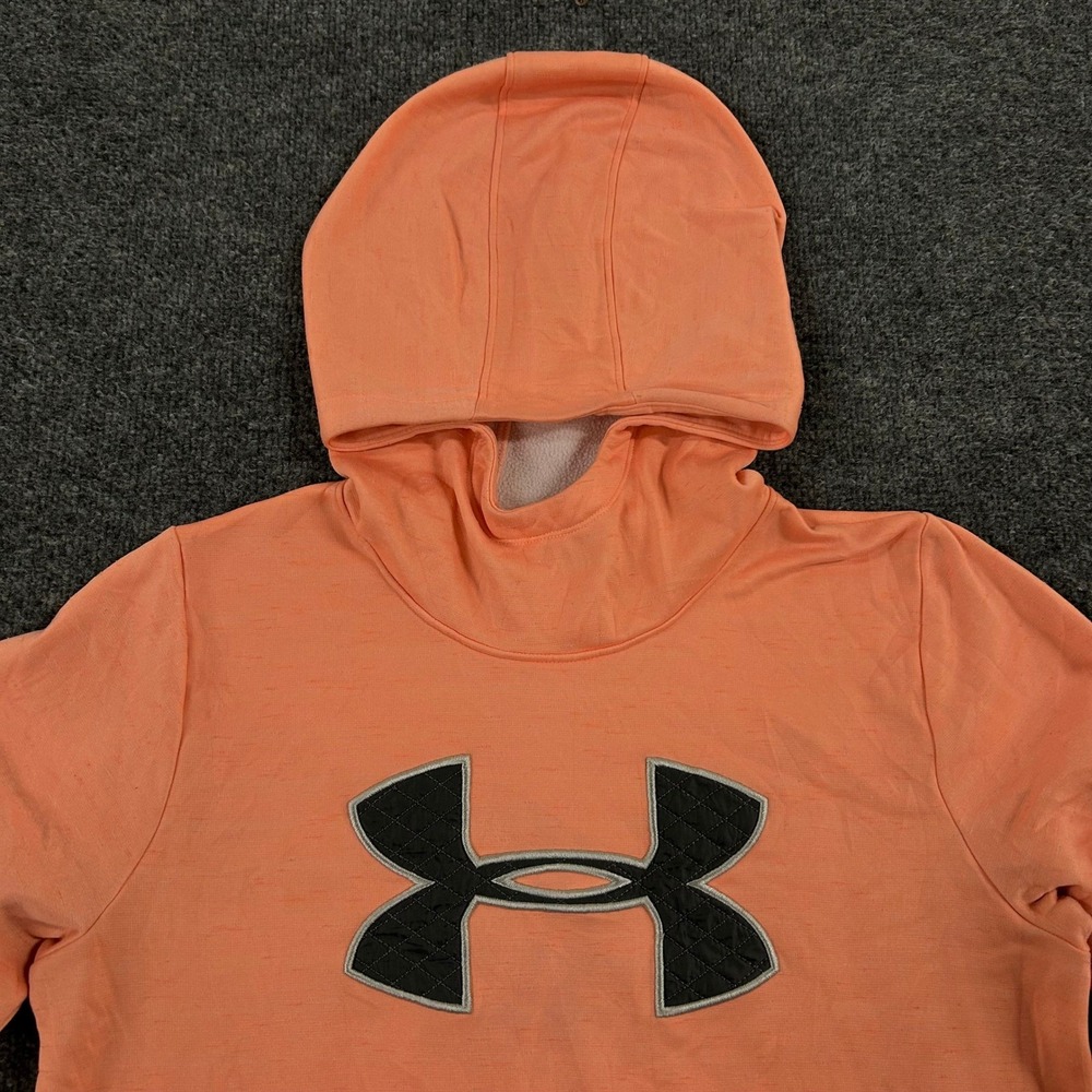 Under Armour Hoodie Womens Size Large Orange ColdGear Loose Fit Quilted Logo
